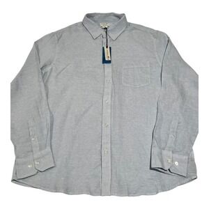 NWT Caribbean Joe Men's XL TG 27Linen Light Blue‎ Long Sleeve Button Down Shirt